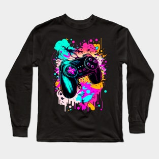 Video Games Gamer Controller Graphic Graffiti Art - Holiday Gift Long Sleeve T-Shirt